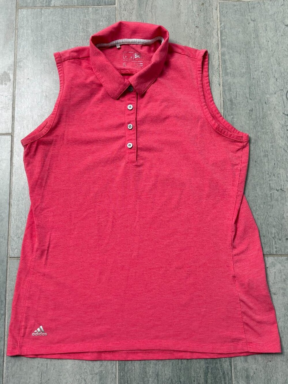 Adidas Golf Essentials Sleeveless Polo Collared Shirt Pink Size Small